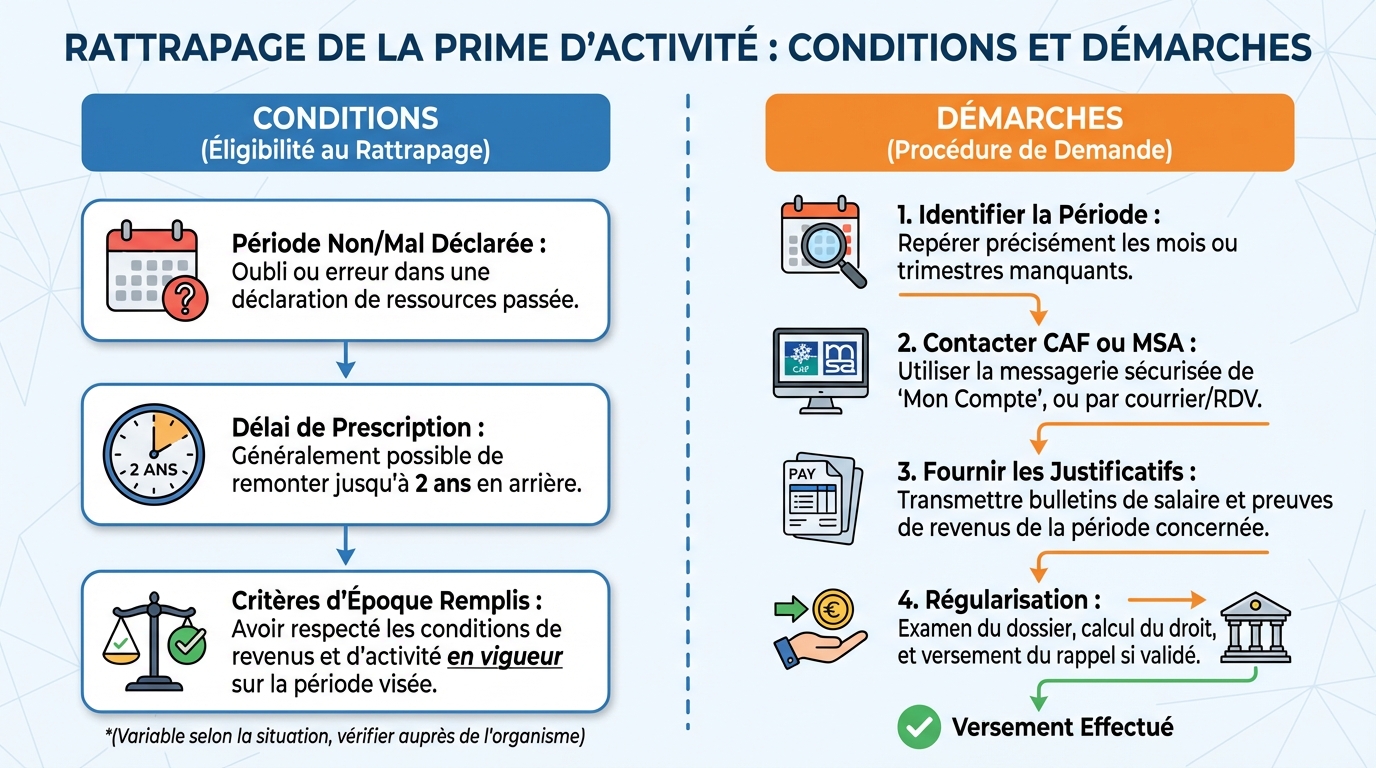 Rattrapage de la prime d'activité : conditions et démarches 1 Démarches à suivre pour la demande