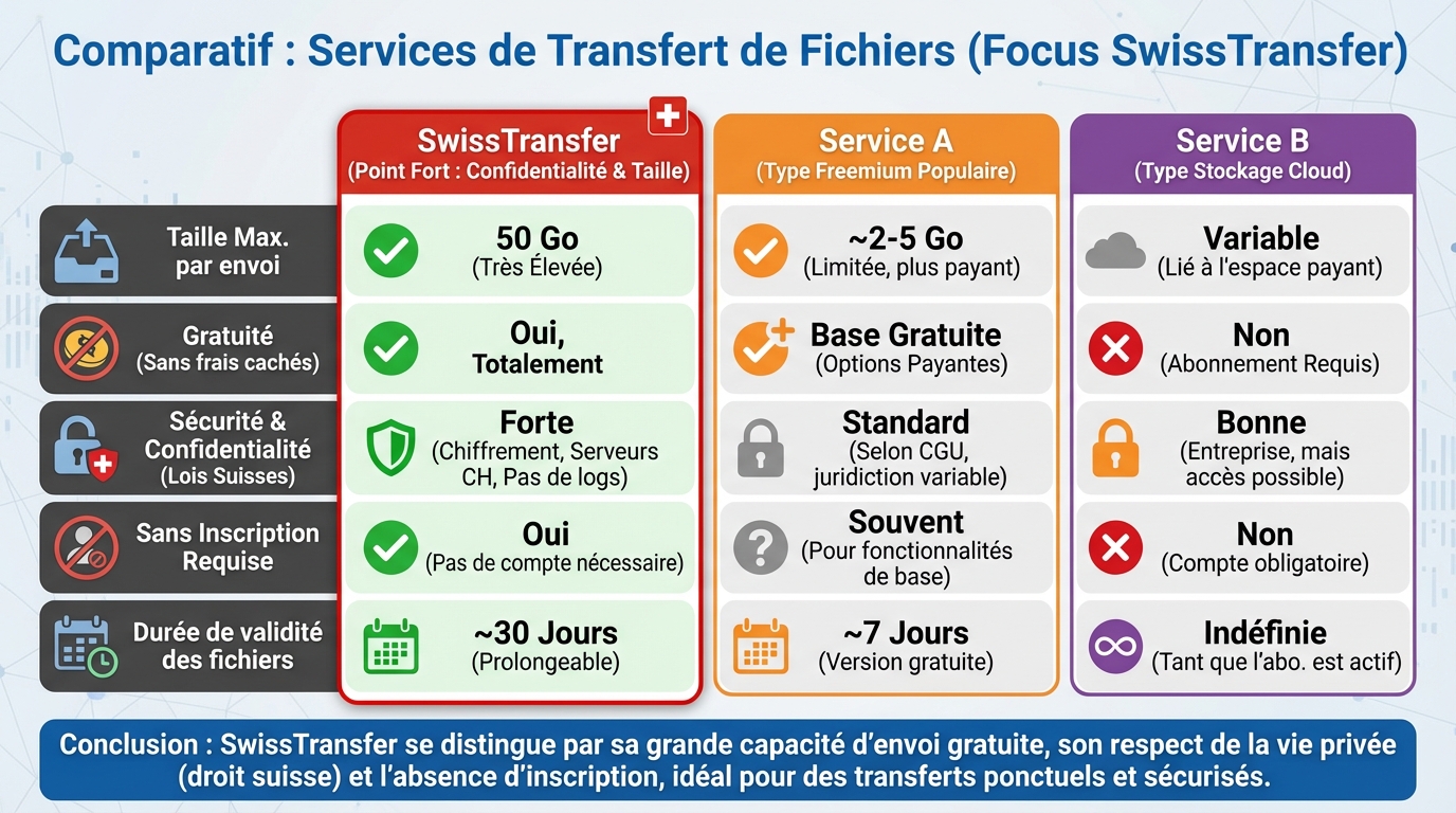 Comment SwissTransfer se compare-t-il aux autres services ?