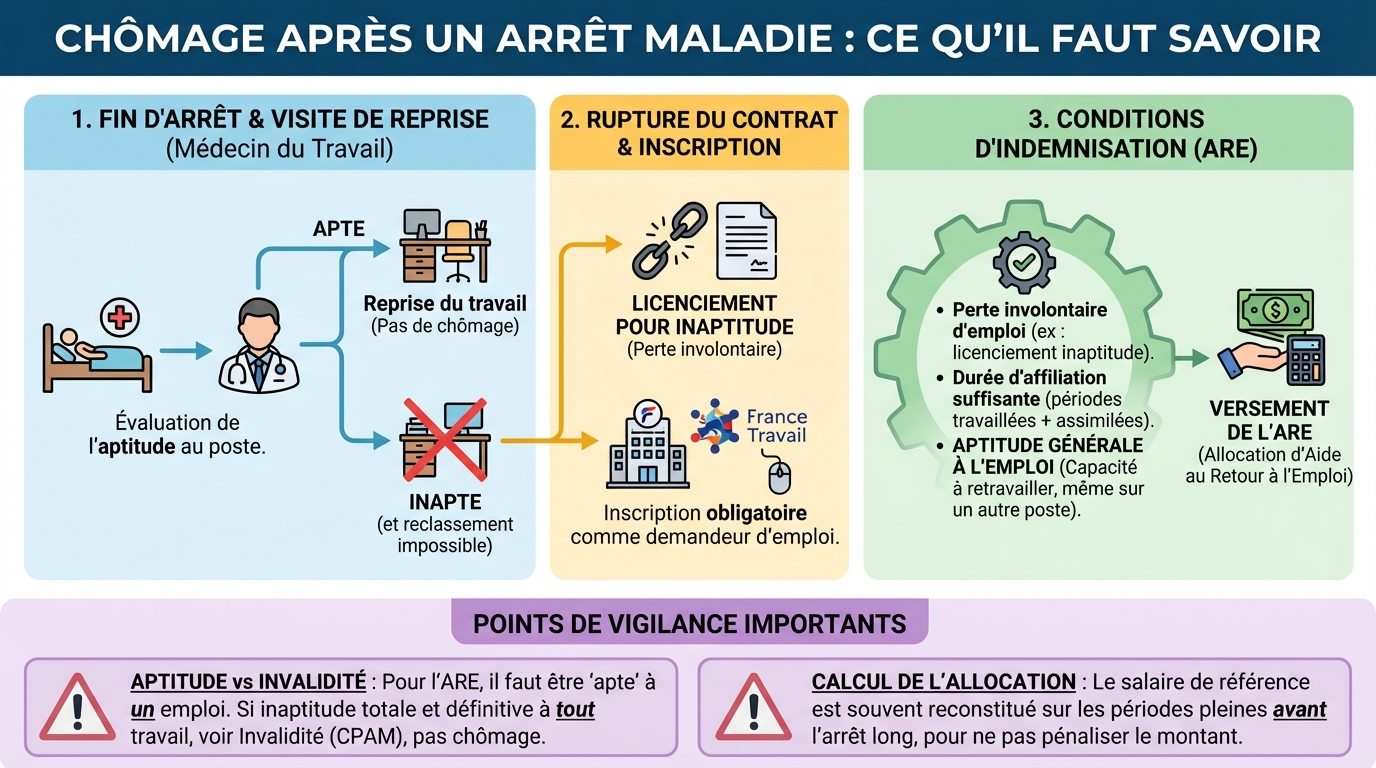 Chômage après un arrêt maladie : ce qu'il faut savoir 1 Droits et démarches à suivre